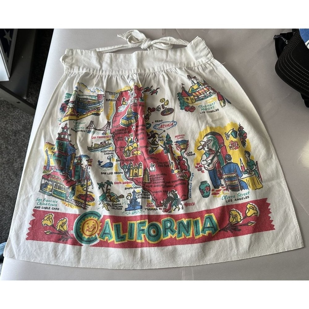 VINTAGE STATE SOUVENIR HALF APRON CALIFORNIA
